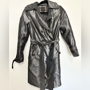 The Limited trench coat double breasted rain coat grey minimalist size small